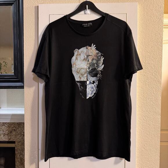 Alexander McQueen Split Skull Men’s T-Shirt Black Made in Italy Cotton Size XXL - Picture 5 of 10